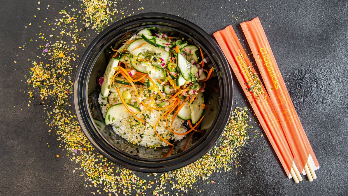 Signature Salad: Cucumber Carrots, cilantro, scallion, red onion